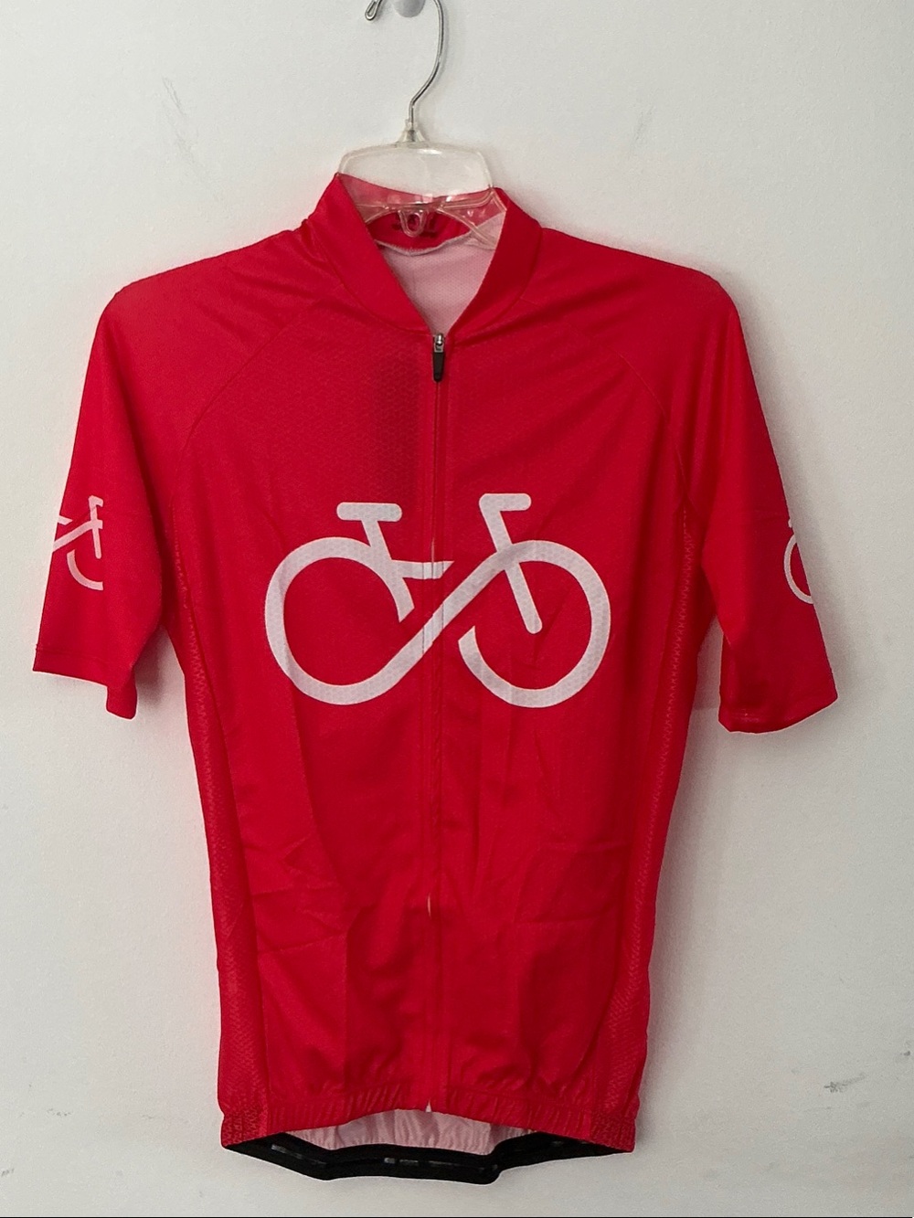 Red Unisex Monton Medium Cycling Jersey with White Bike Logo - NWT